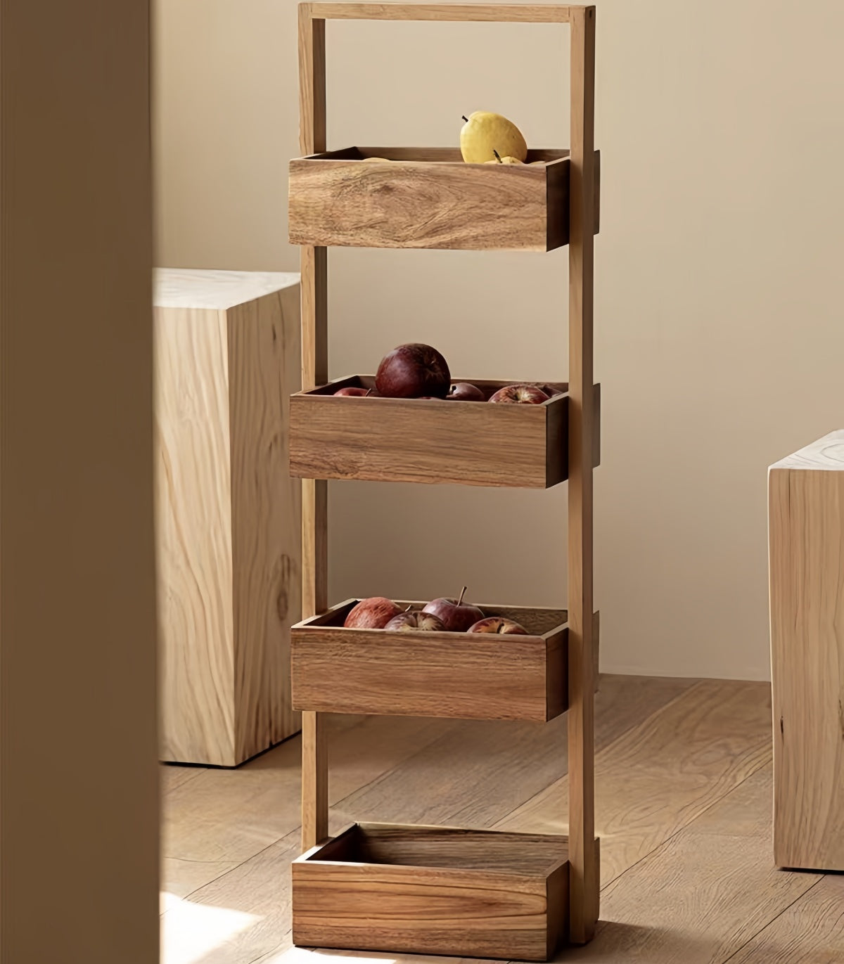 Wooden 4-Tier Storage Rack – Ideal for Kitchen, Bathroom & Pantry