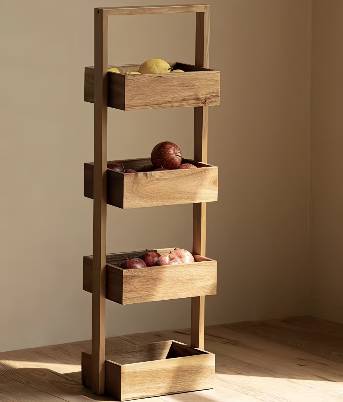 Multi-Level 4-Tier Wooden Shelf for Home Organization