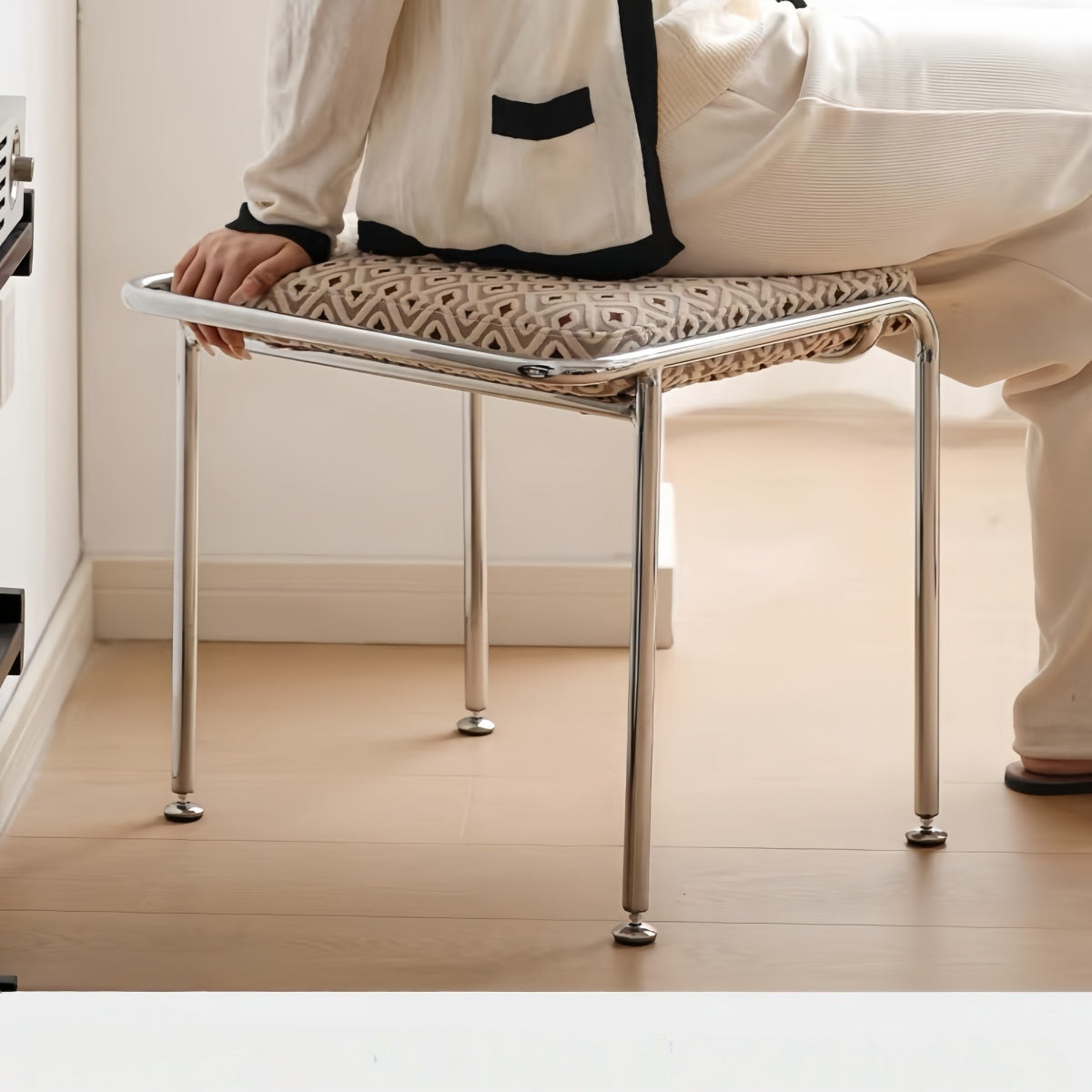 Upholstered Vanity Stool Low Stool for Home, Makeup, Living Room