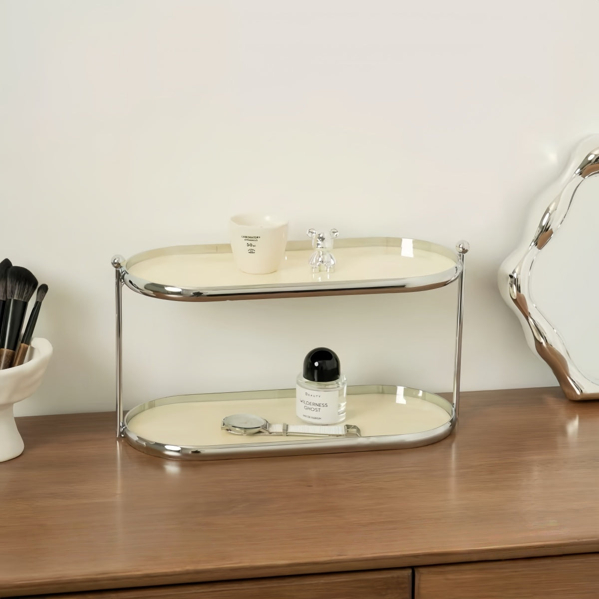 Chic Acrylic Vanity Rack – Tiered Desktop Organizer for Cosmetics & Daily Essentials