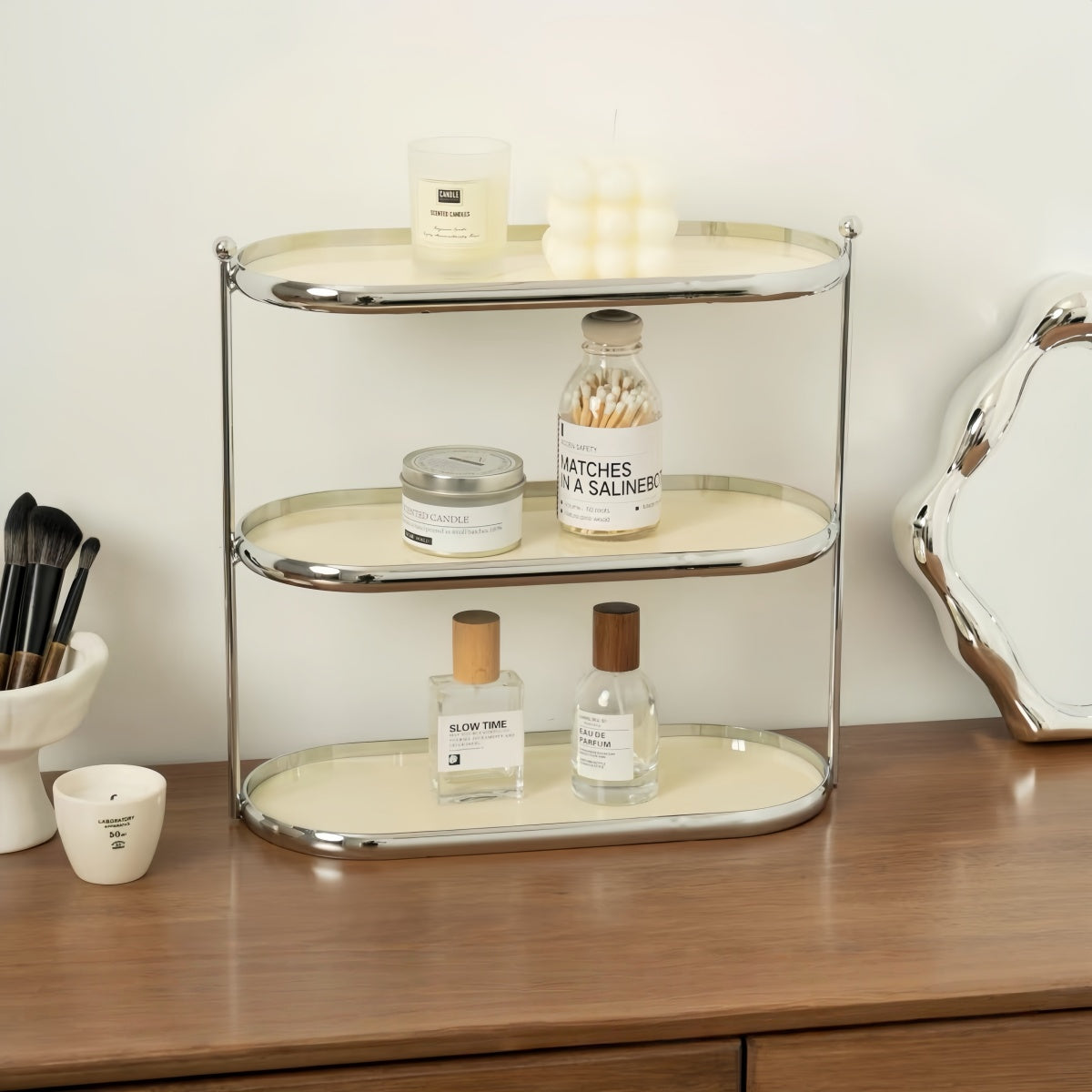 Contemporary Acrylic Skincare Organizer – Elevated Multi-Level Desktop Shelf