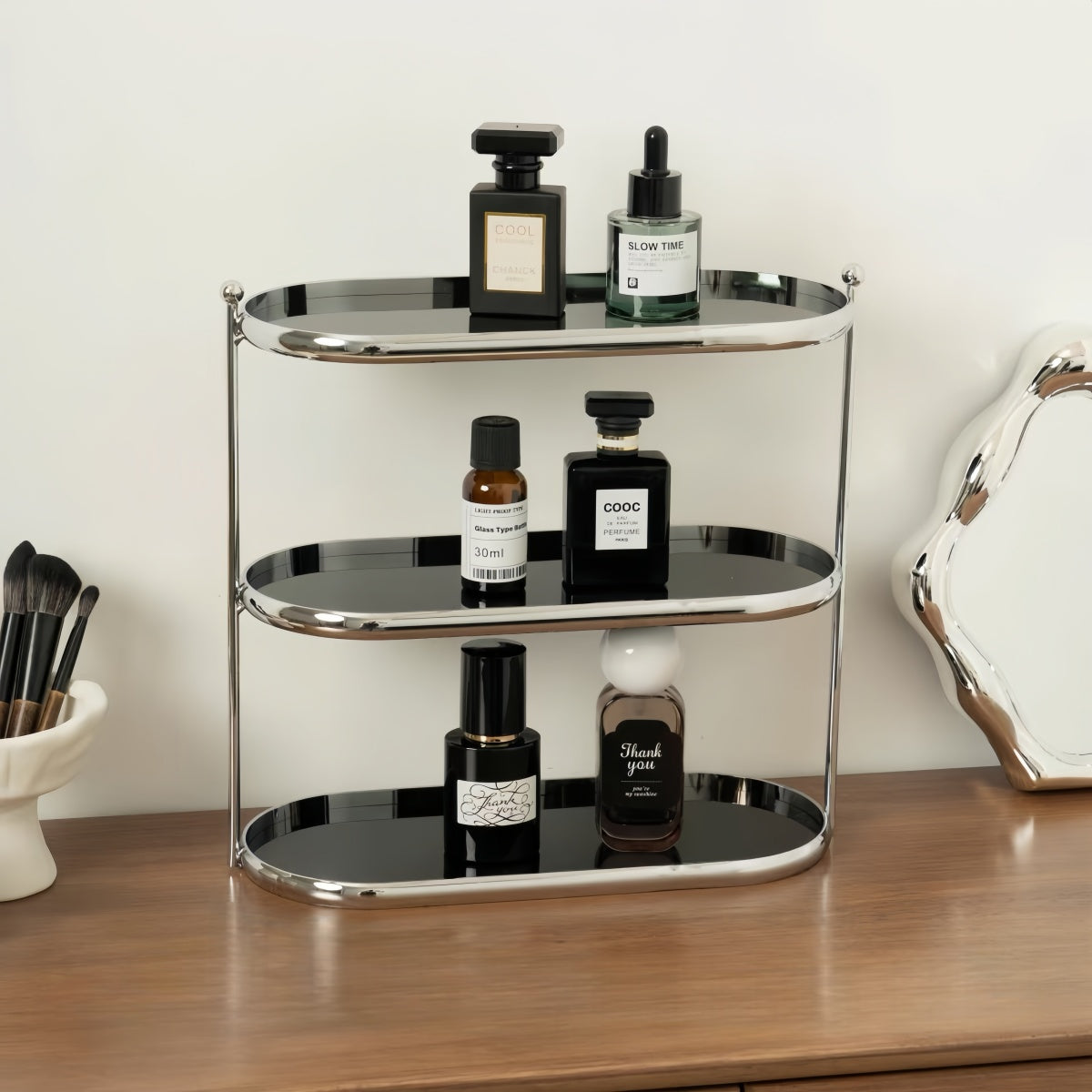 Luxury Clear Acrylic Display Shelf – Vanity Organizer for Cosmetics & Cups