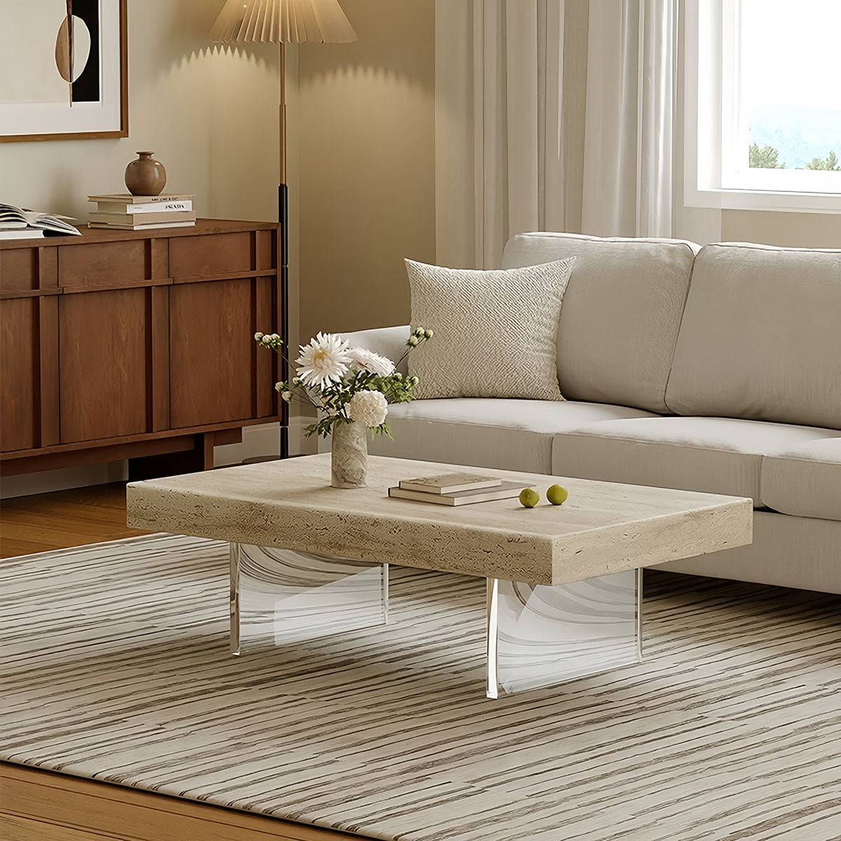 Travertine Coffee Table – Wabi-Sabi Natural Design with Modern Charm