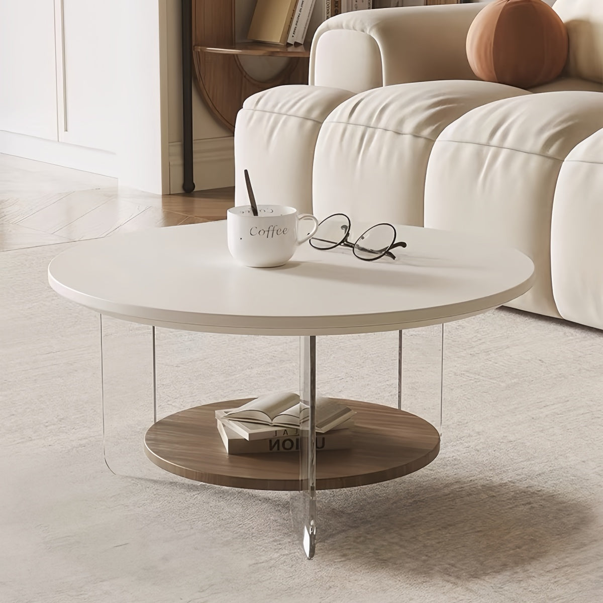Acrylic Round Coffee Table – Minimalist Creative Wabi-Sabi Tea Table