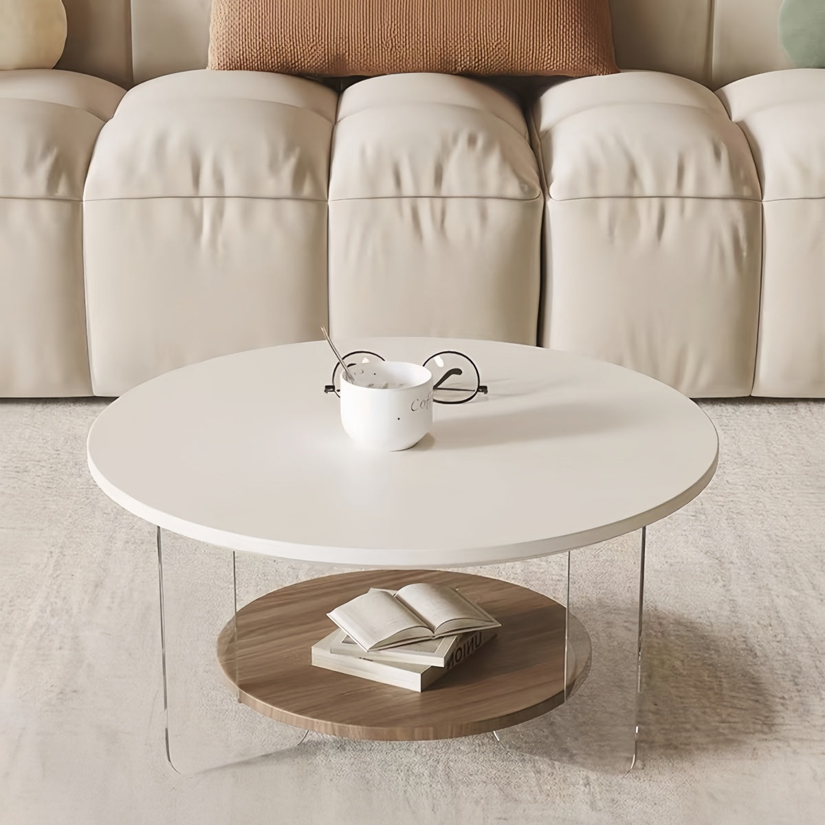 Acrylic Round Coffee Table – Minimalist Creative Wabi-Sabi Tea Table