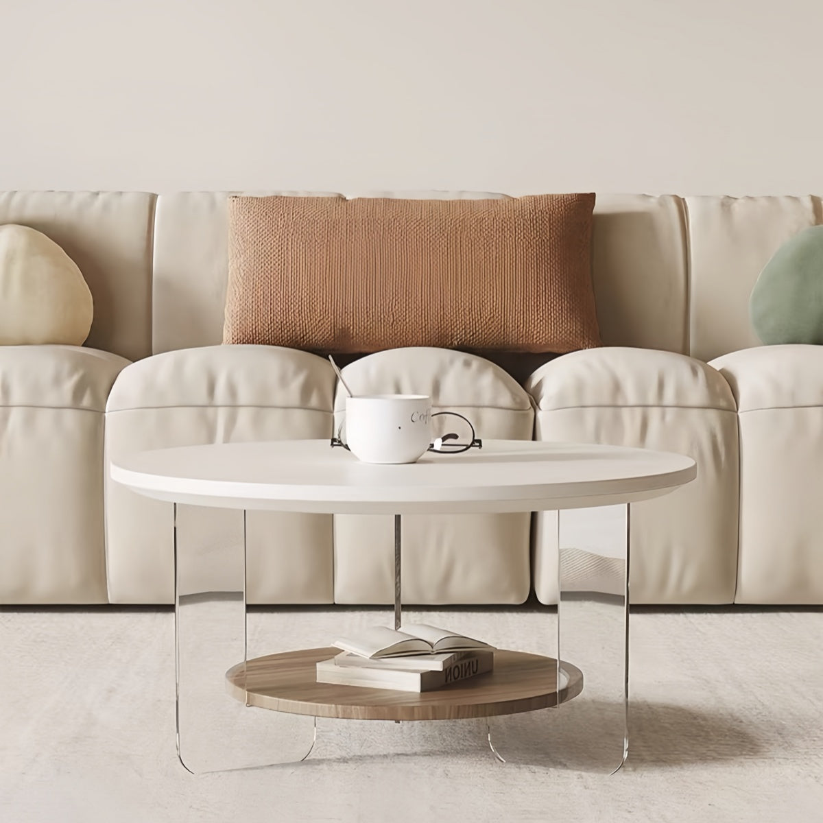 Acrylic Round Coffee Table – Minimalist Creative Wabi-Sabi Tea Table