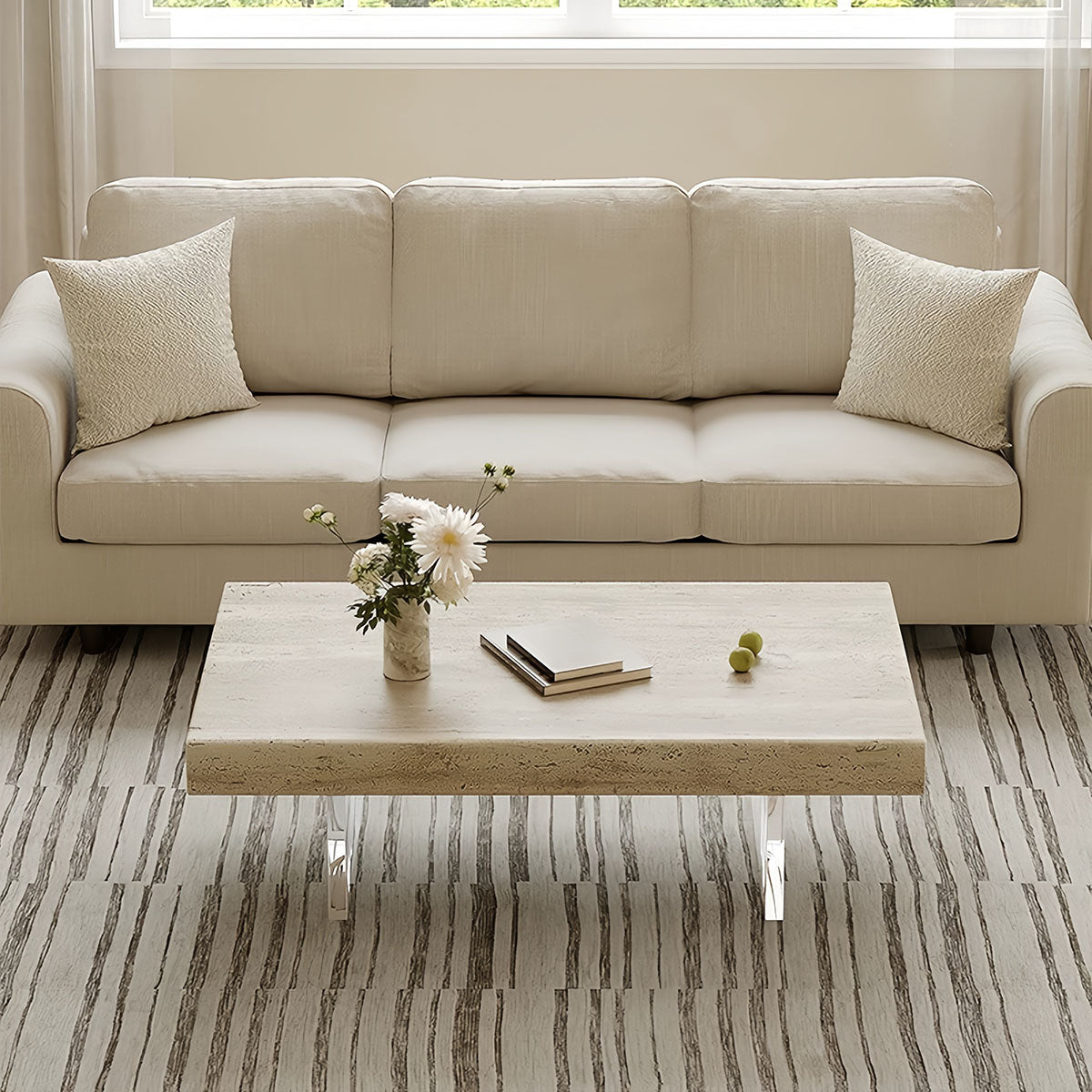 Travertine Coffee Table – Wabi-Sabi Natural Design with Modern Charm