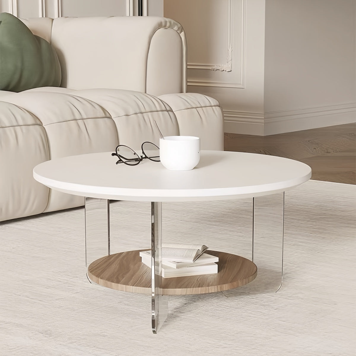 Acrylic Round Coffee Table – Minimalist Creative Wabi-Sabi Tea Table