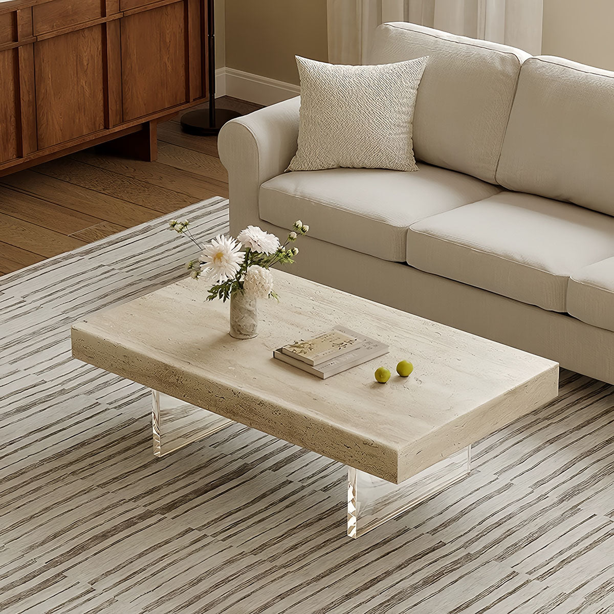 Travertine Coffee Table – Wabi-Sabi Natural Design with Modern Charm