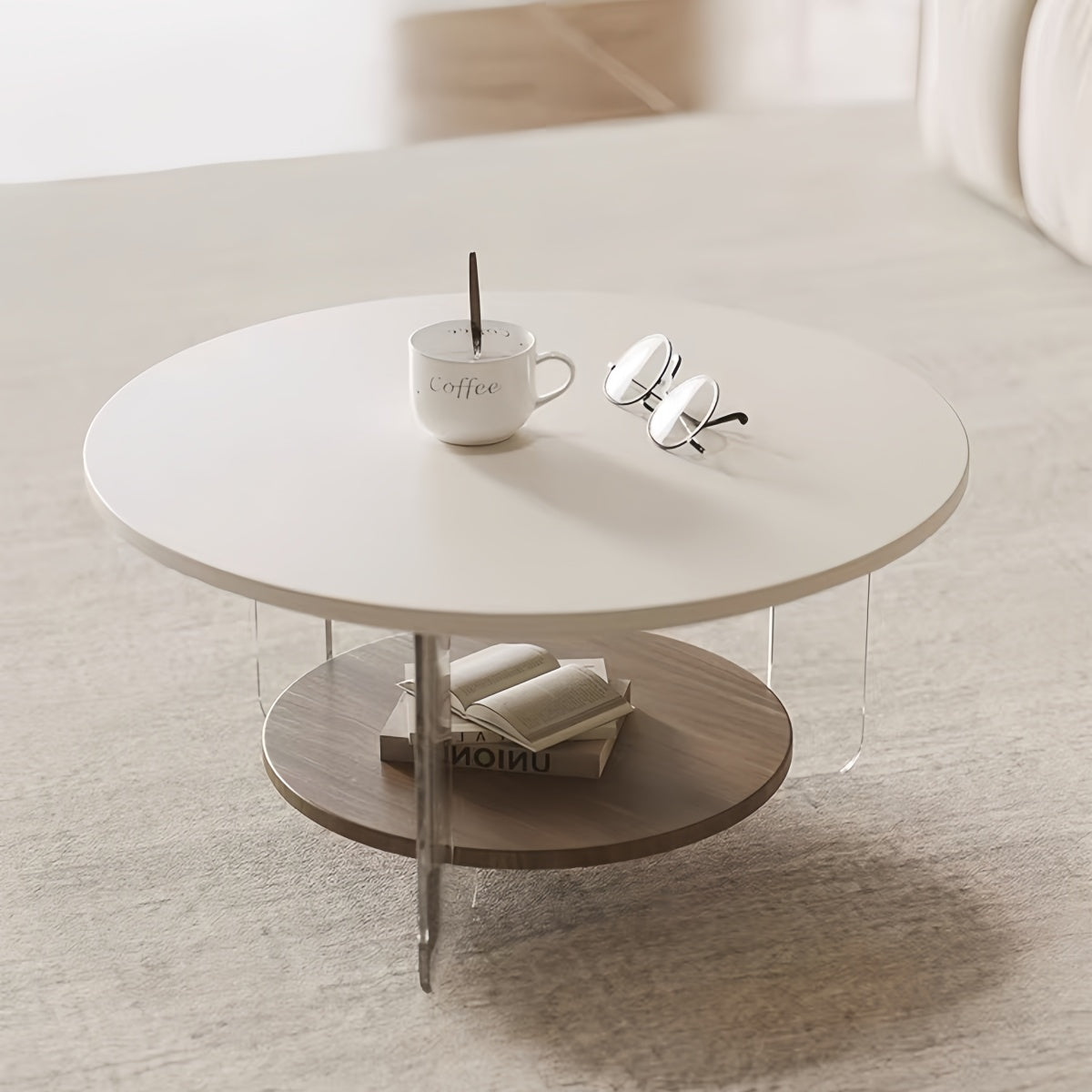 Acrylic Round Coffee Table – Minimalist Creative Wabi-Sabi Tea Table