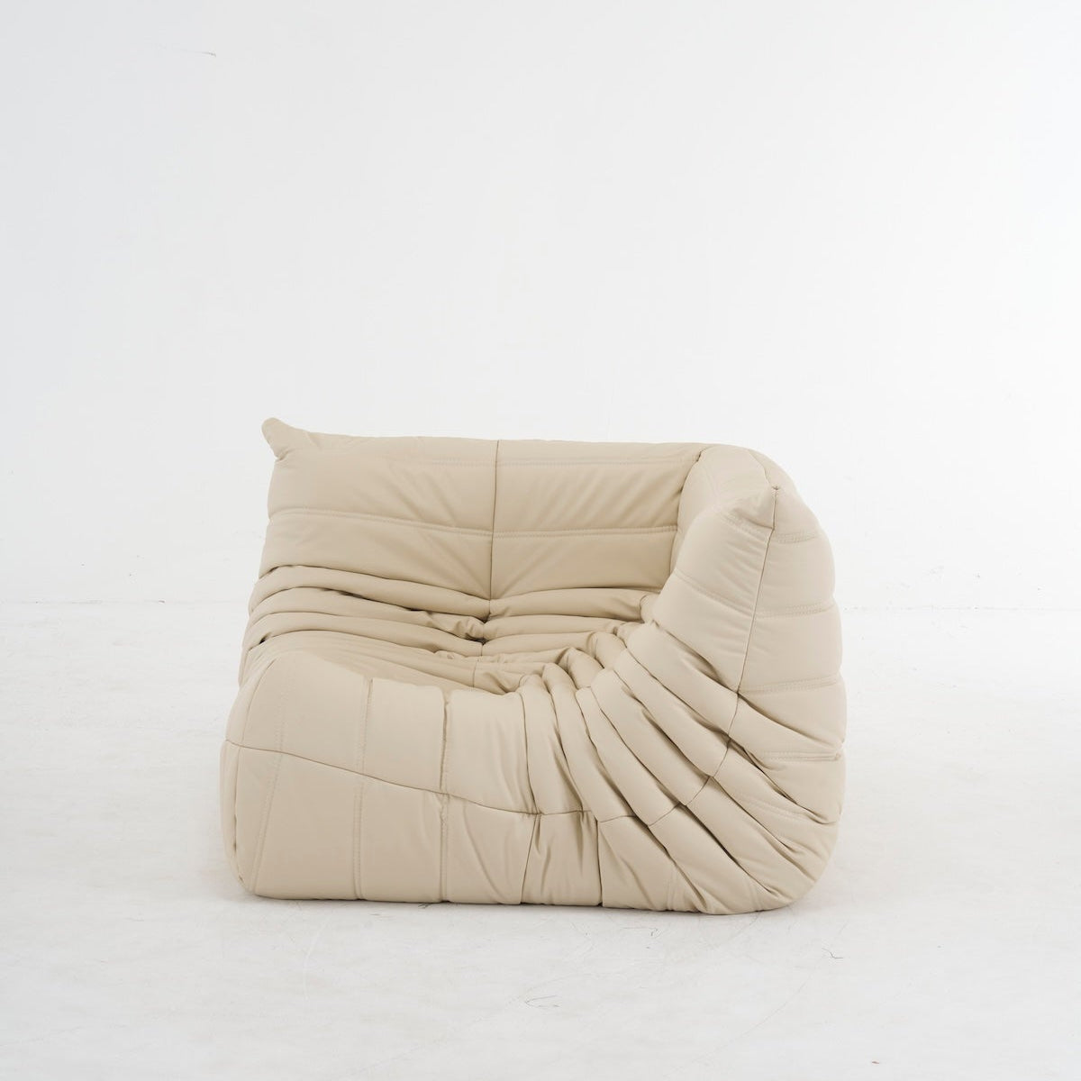 togo corner sofa in microfiber leather, beige color
