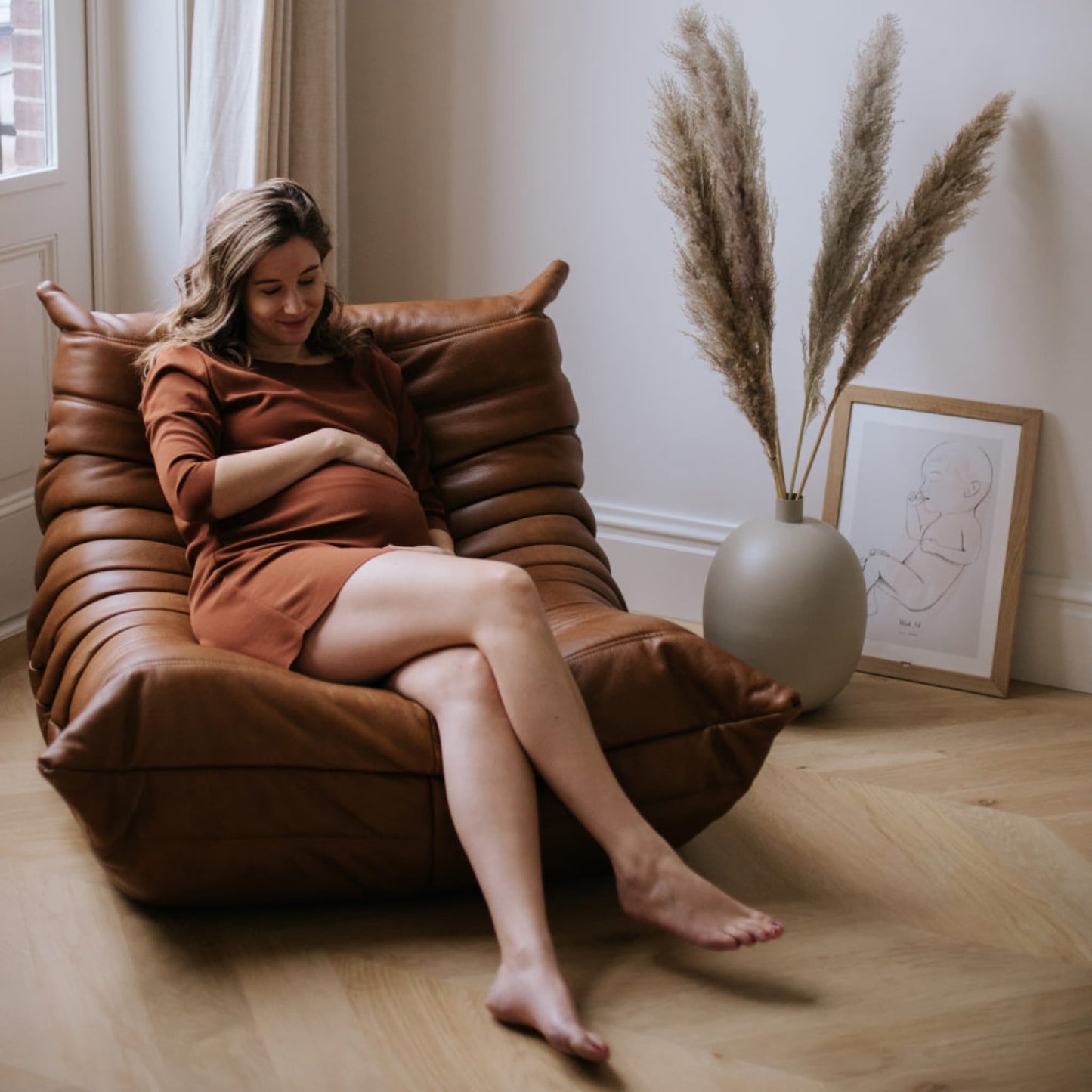 togo fiber leather chair in brown - motivodecor.com