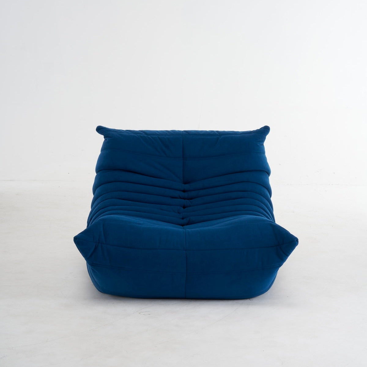 Blue bean bag chair on a white background