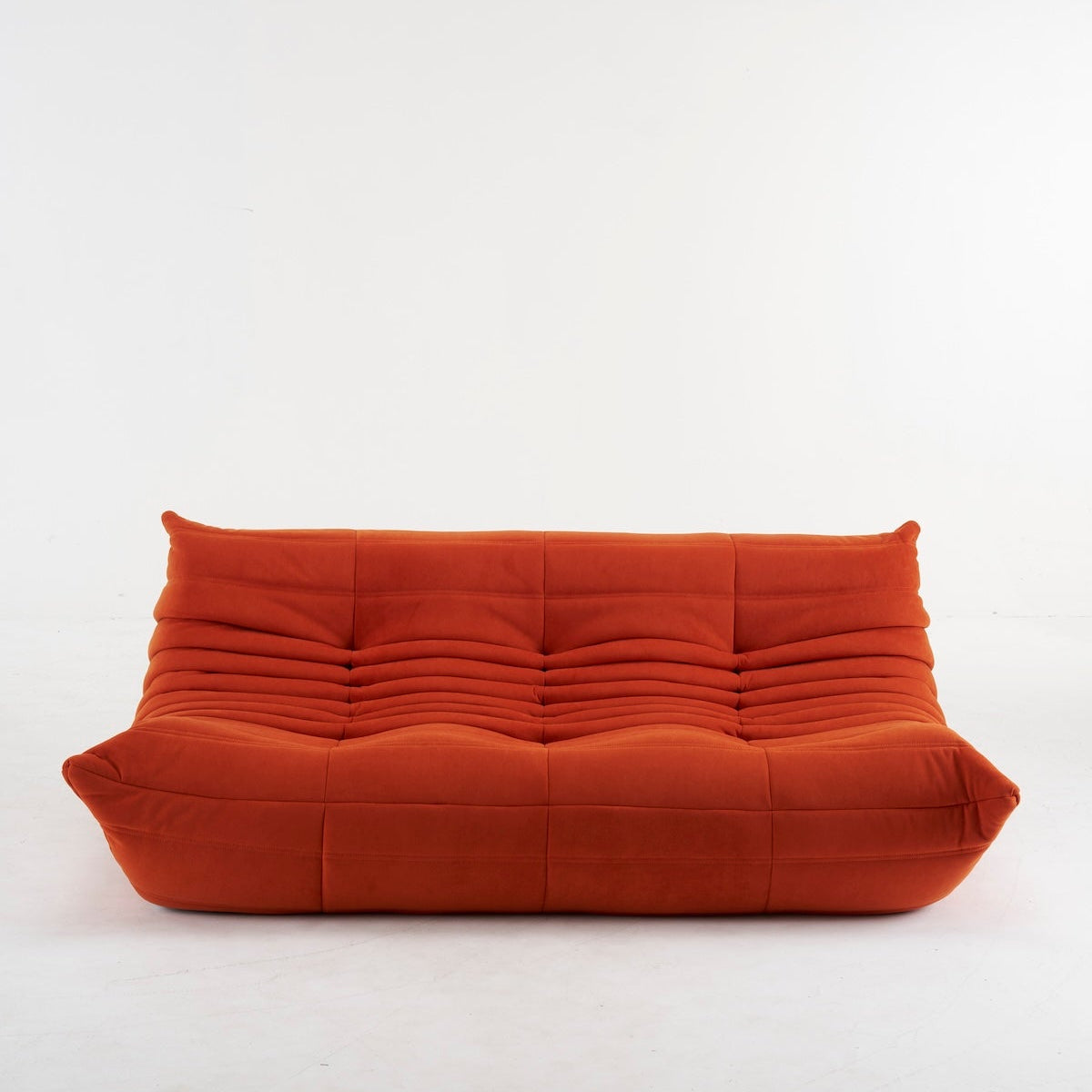 togo orange 3 seater sofa in suede
