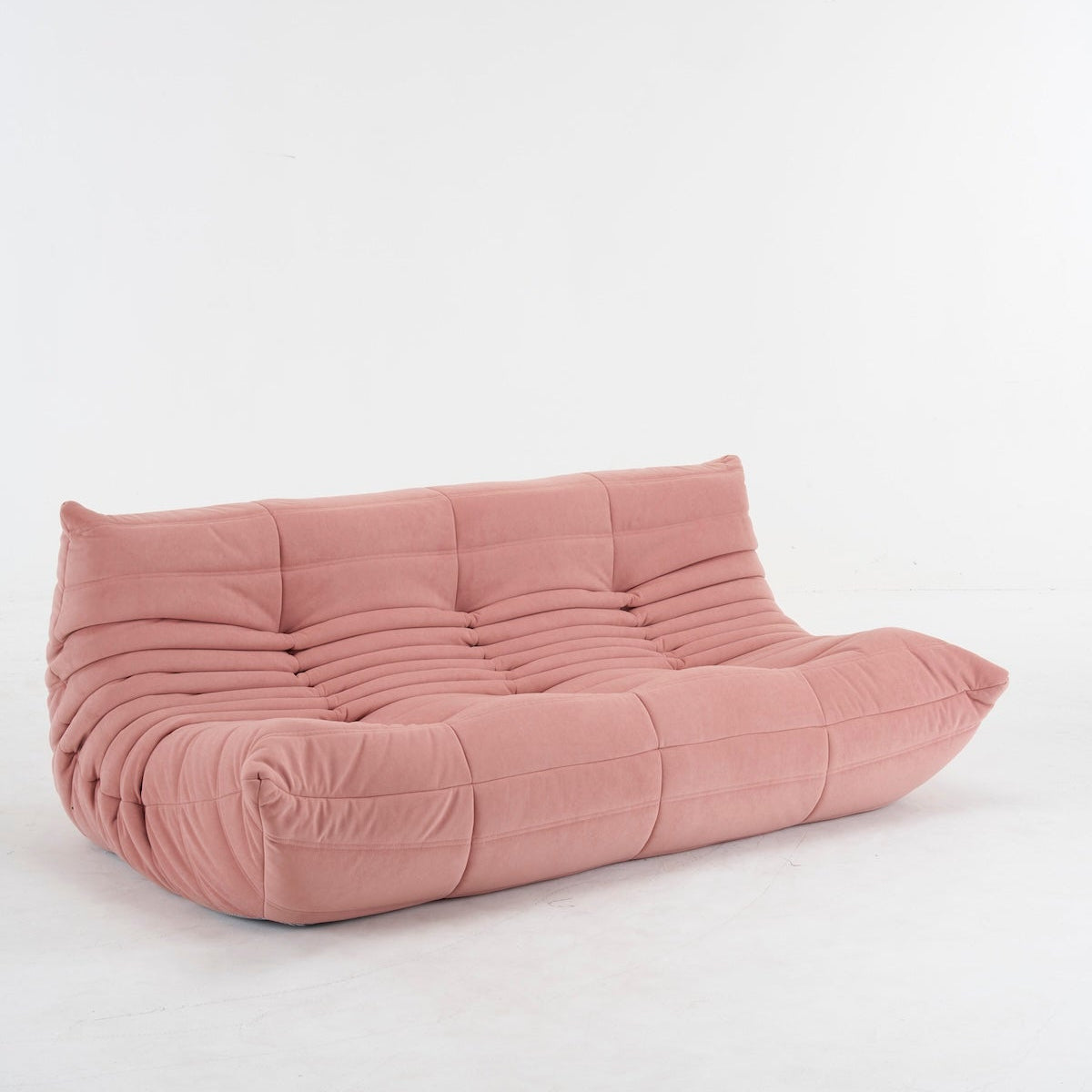 togo pink 3 seater sofa in suede
