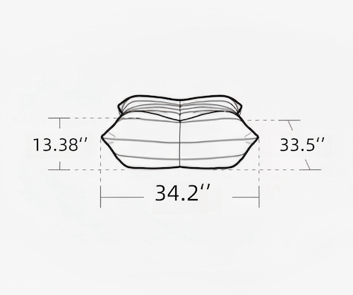 Dimensions diagram for Ligne Roset Togo sofa featuring width, depth, and height measurements.