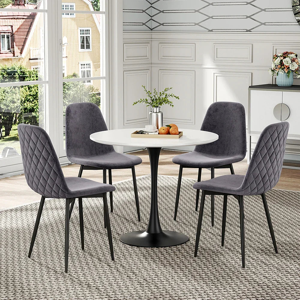 Set of 2 Velvet Upholstered Dining Chairs – Modern Rhombus Set - motivodecor.com