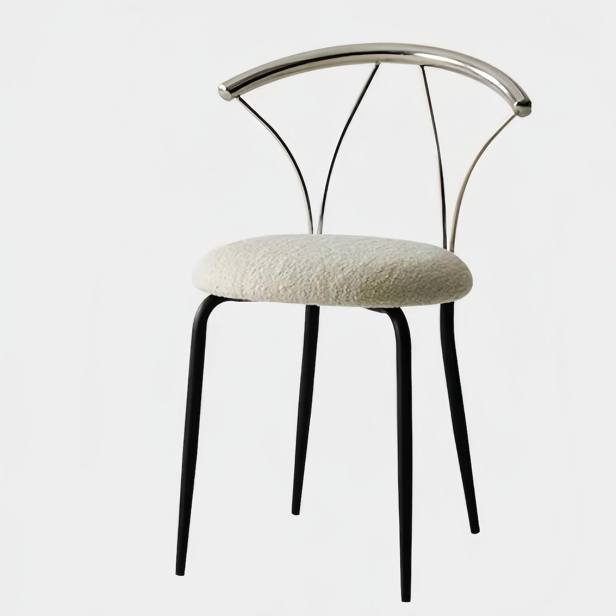 Upholstered Dining Chair - Vintage Designer Stainless Steel Seat for Comfort