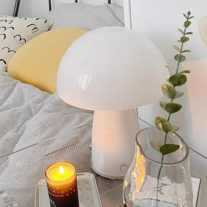 Whimsical Bedside Table Lamp: Small Mushroom Night Light - motivodecor.com