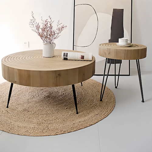 Round Pine Wood Coffee Table for Sale – Minimalist Design for Modern L - motivodecor.com